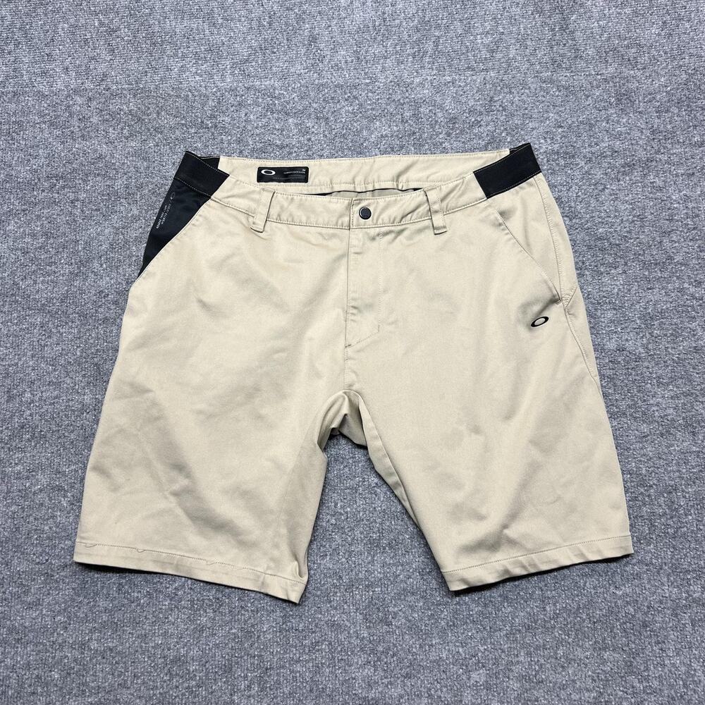 Oakley Shorts Mens 34 Beige Chino Microfiber Stretch 9 Inch Inseam Casual